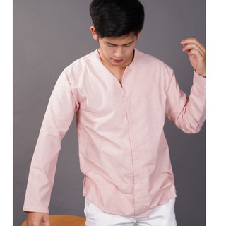 เสื้อเชิ้ต แบรนด์ smartshirt ทรงเกาหลี แขนยาว สีชมพู