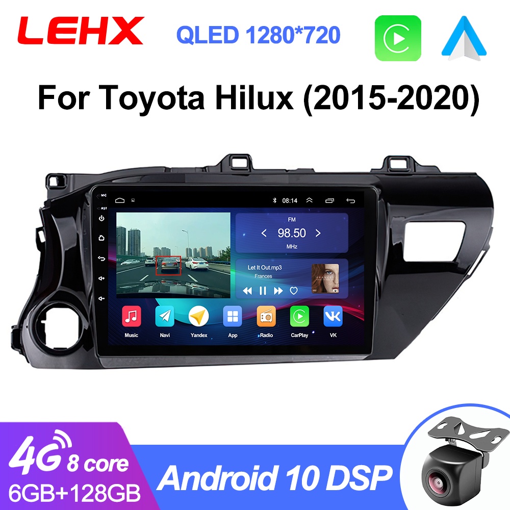 LEHX L6Pro 8Core Qled 2 Din Android10 Auto Car Radio Multimedia Toyota Hilux Pick Up AN120 2015-2020 2din Stereo Carplay