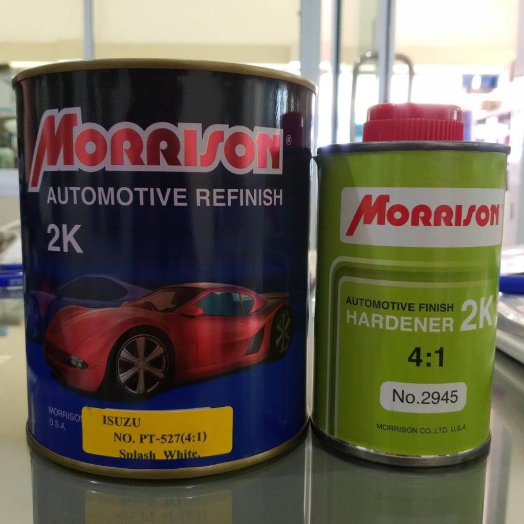 Morrison สีพ่นรถยนต์ 2K ระบบ(4:1) เบอร์ PT-527(4:1) สีขนาด1ลิตรพร้อมฮาร์ดเดนเนอร์ขนาด0.25ลิตร(Isuzu 