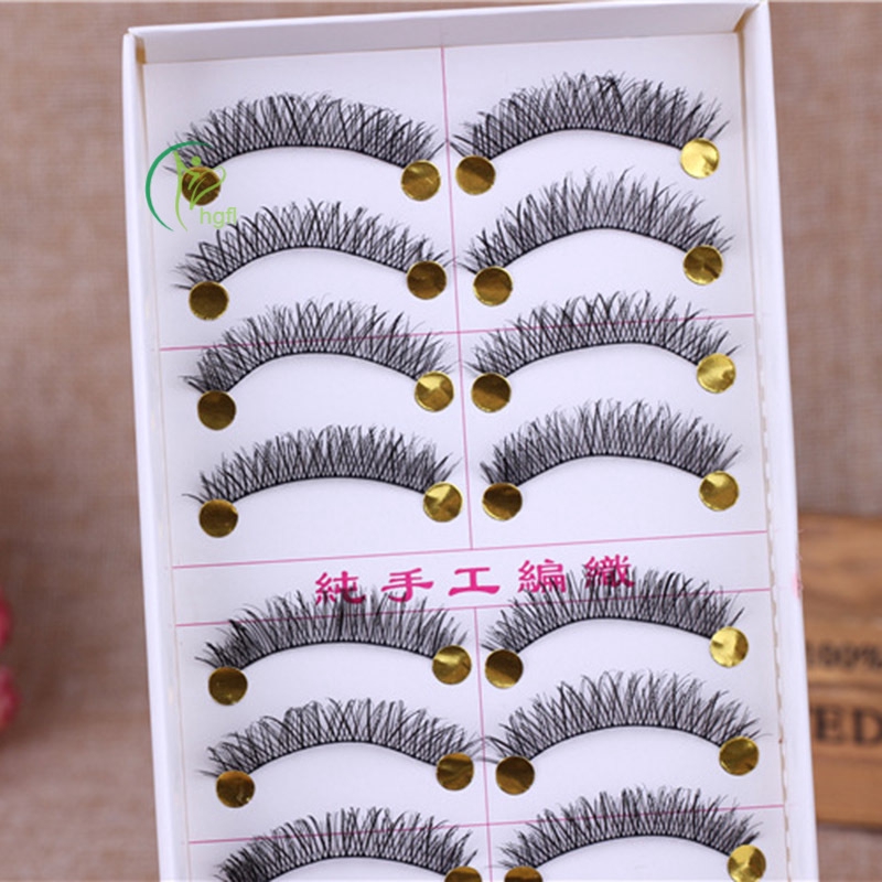 HYP 10 Pairs Makeup Handmade Natural Long False Eyelashes Eye Lashes ...