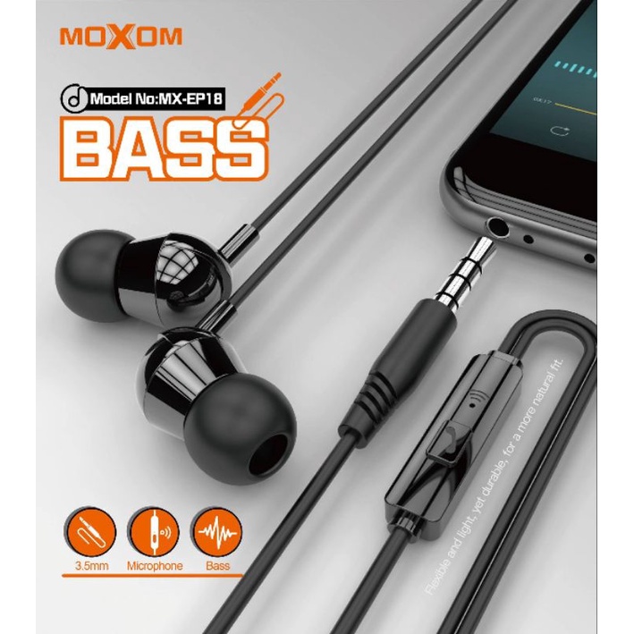 MOXOM MX-EP18. BASS หูฟัง in-ear ฟังเพลงได้ คุยโทรศัพท์ได้ เบสหนัก