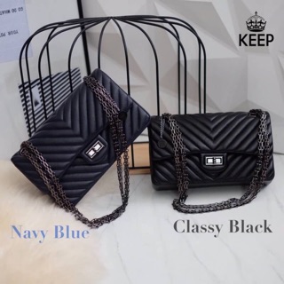 👍ว้าว สวยๆหนังแกะนิ่มๆ ( signature ) แบรนด์ KEEP รุ่น KEEP shoulder chevron  chain handbag 🍭