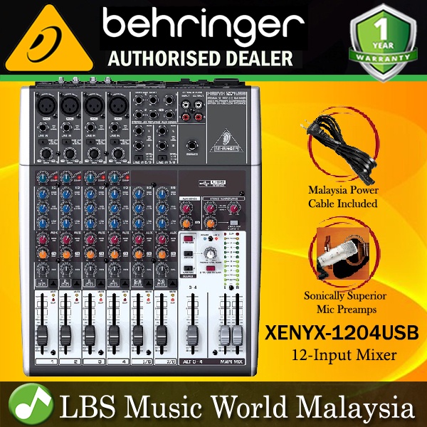 Behringer XENYX-1204USB Premium 12 Input Portable Mixer (XENYX1204USB XENYX 1204USB)