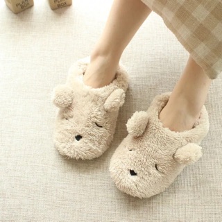 [พร้อมส่ง] รองเท้า Slipper สำหรับใส่เดินในบ้าน ลายหมีน้ำตาล