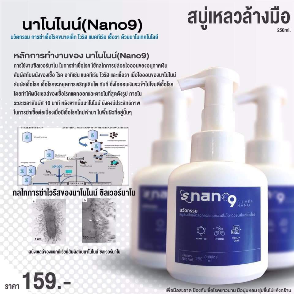 nano9 สบู่ล้างมือฆ่าเชื้อโรค nano9 Silver nano น้ำยาอเนกประสงค์ซิลเวอร์นาโนพร้อมใช้ / สบู่ล้างมือฆ่าเชื้อโรค นาโนไนน์