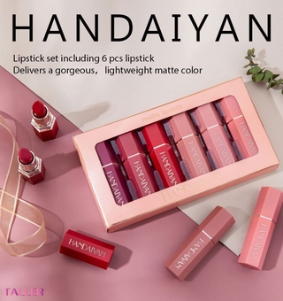 Handaiyan ลิปกลอส เนื้อกํามะหยี่ ให้ความชุ่มชื้น กันน้ำ 6 สี / ชุด