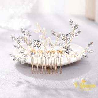 New Fashion Crystal Bridal Faux Pearl Hair Comb Rhinestone Handmade Flower White Wedding Bride Headw