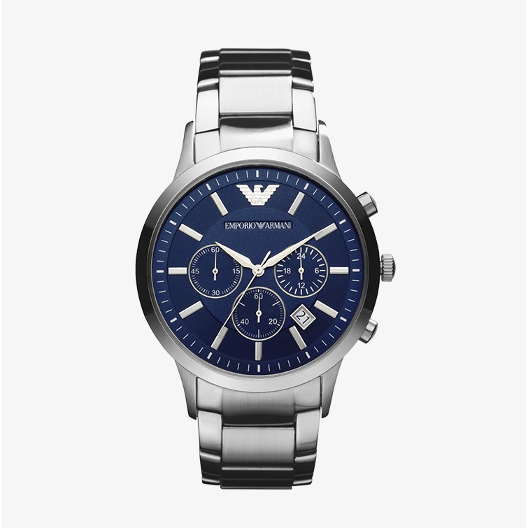 EMPORIO ARMANI นาฬิกาข้อมือผู้ชาย รุ่น AR2448 Classic Chronograph Navy Blue Dial - Silver