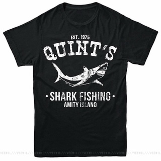 เสื้อยืดโอเวอร์ไซส์GILDAN ใหม่ เสื้อยืด ผ้าฝ้าย 100% พิมพ์ลาย Jaws Quints Shark เข้ากับทุกการแต่งกาย แฟชั่น สําหรับผู้ชา