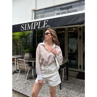 Wanderlust stripe collar white shirt เชิ้ตรุ่นใหม่ลายริ้วเล็ก | Camille.official