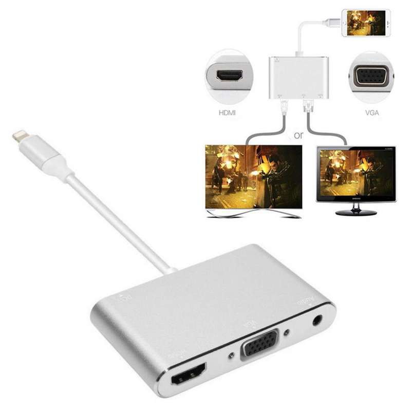 for Iphone 5 6 6S 7 7 plus Lightning to AV TV HDMI VGA Audio Video Cable Adapter