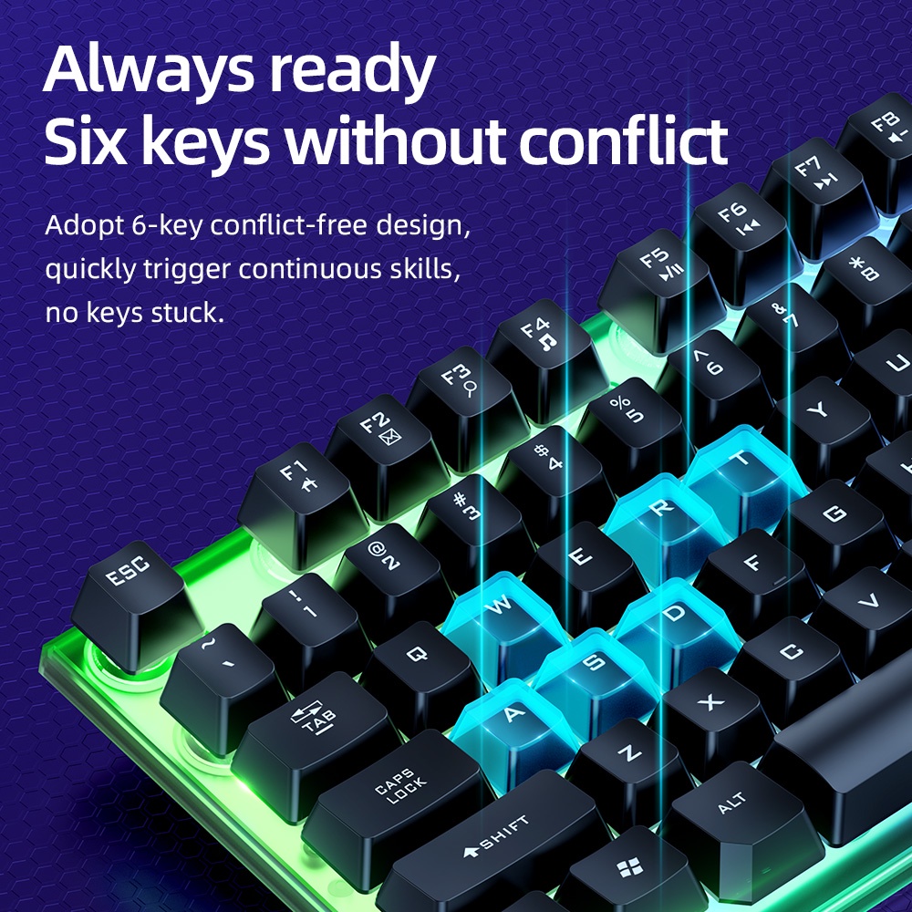 แป้นพิมพ์คอมพิวเตอร์ Hoco Led Gaming Keyboard Rainbow Backlight En Ru ...