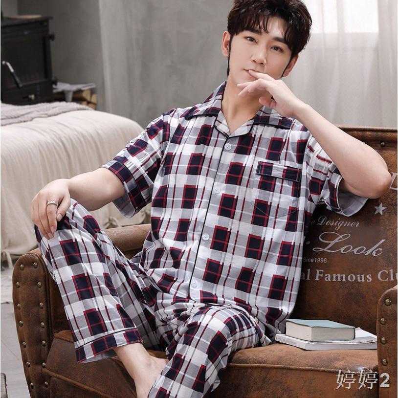 ✌ชุดนอนผู้ชายผ้าคอตตอน แขนสั้นขายาว มีขนาด L-XXXL (TSS_003)