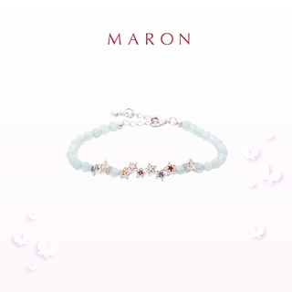 MARON - My Nine Lucky Stars Chain Bracelet with Aquamarine (โซ่เงิน) สร้อยข้อมือดาวนพเก้า เสริมดวง [อควอมารีน] เงินแท้