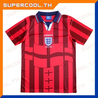 England 1998 Away WC Red retro เสื้อบอลย้อนยุคทีมชาติอังกฤษ เยือน ปี 1998 เสื้ออิ้งแลนด์ เสื้อบอลอังกฤษ เสื้ออังกฤษ