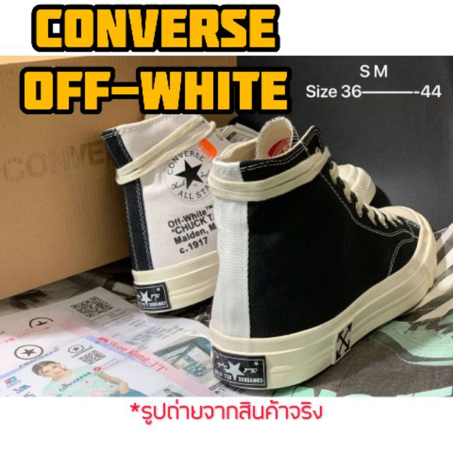 รองเท้า CONVERSE X OFF-WHITE หุ้มข้อ พร้อมกล่องและป้ายห้อย คอนเวิร์สหุ้มข้อ