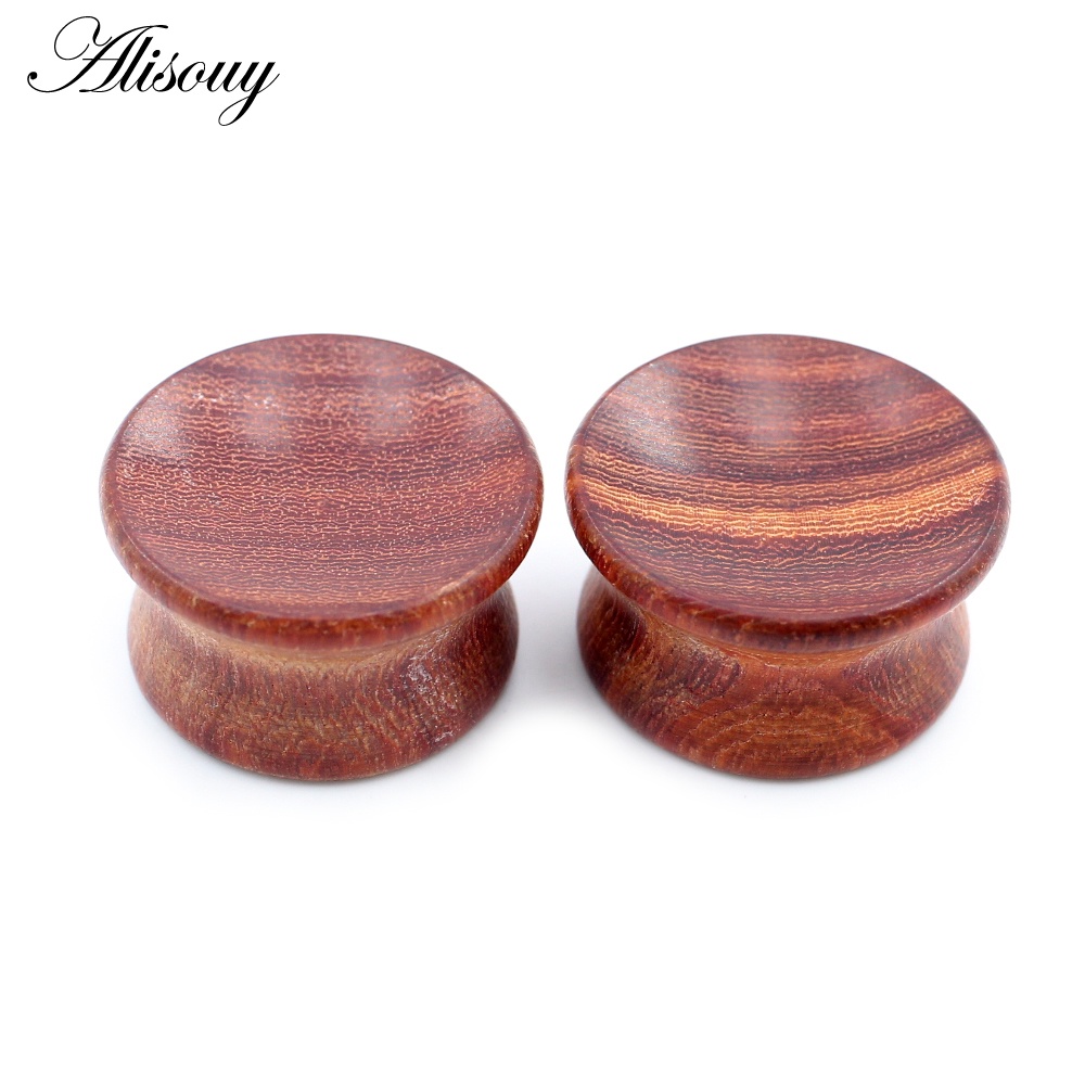 Alisouy 2 ชิ้น 6 มม. - 20 มม. เว้า ไม้ธรรมชาติ ผู้ชาย ผู้หญิง อุโมงค์หู ปลั๊ก ขยาย เกจวัด ต่างหู เจาะร่างกาย เครื่องประดับ