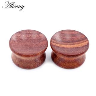 Alisouy 2 ชิ้น 6 มิลลิเมตร-20 มิลลิเมตรเว้าไม้ธรรมชาติผู้ชายผู้หญิงหูอุโมงค์ปลั๊ก Expander Stretchers วัดต่างหูเจาะเครื่องประดับ