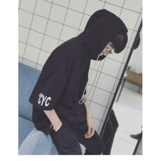 ฮูดดี้แขนสั้นสกีน แขนCYC  เชือกฮูดเป็นสีอลูมิเนียมแบบโซ่