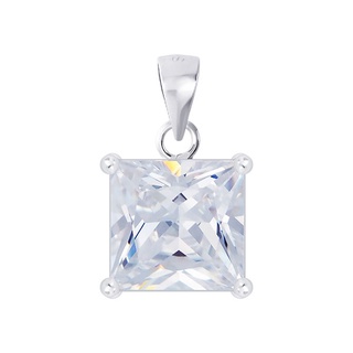 SILVER THAI 10mm Silver square cz pendant จี้เพรชczขนาด10 มิล