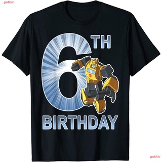 การพิมพ์ฝ้ายเสื้อยืดลำลอง Transformers Bumblebee 6th Birthday T-Shirt Mens Womens T-shirtsS-4XL