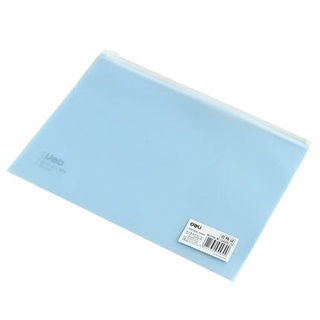 Deli 5589 Zip pouch ซองซิปใส ขนาดA5 สีฟ้า ถุงซิปใส ซองเอกสารสำนักงาน ซองใส่เอกสาร ซองซิปใส