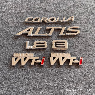 โลโก้ COROLLA ALTIS 1.8 E DUAL VVT-i สีเงิน (จำนวน 6 ชิ้น)