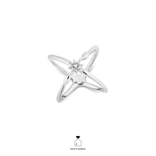 Haus of Jewelry CELESTIAL X RING แหวนเงินแท้ ประดับเพชรคิวบิกเซอร์โคเนีย (Cubic Zirconia)