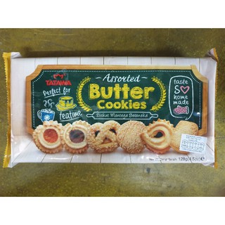 Butter cookies Tatawa 128 g บัตเตอร์คุกกี้รวมรส (เนย แยมสตรอเบอรี่ แยมส้ม)