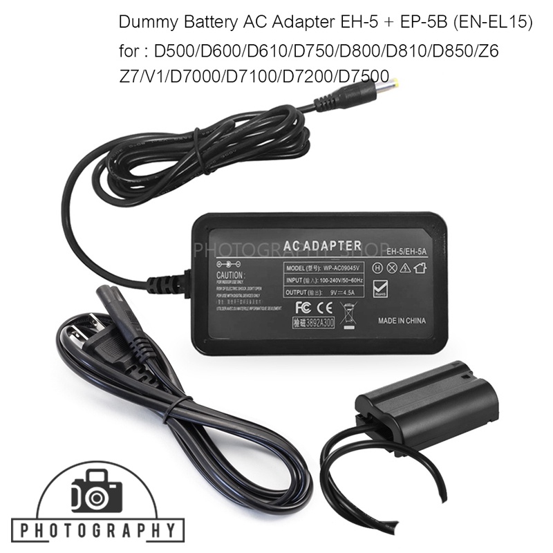 ดัมมี่แบตเตอรี่ Dummy Battery ดัมมี่แบตเตอรี่ Dummy Battery AC ADAPTER EH-5+EP-5B (EN-EL15) DUMMY FO