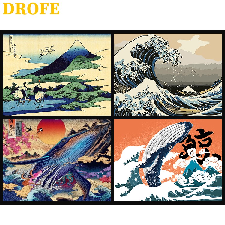 DROFE ภาพวาดระบายสีตามตัวเลข ผ้าใบ ไม่มีกรอบรูป สําหรับตกแต่งบ้าน 40x50 ซม .