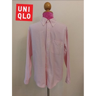 UNIQLO Brand_2nd hand เสื้อเชิ้ตแขนยาว​อ๊อกซฟอร์ดผ้าฝ้าย​100​% แท้มือสองกระสอบนำเข้า​ SIZE M