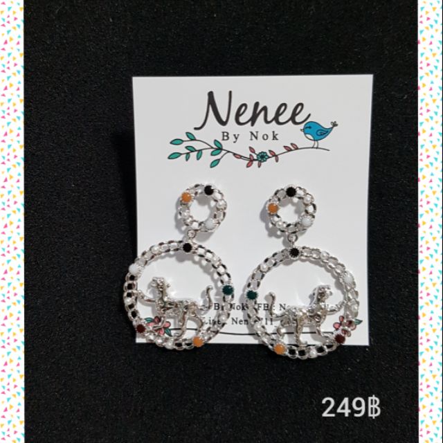 ต่างหูแฟชั่น ต่างหูระย้า ต่างหูน่ารัก เครื่องประดับ สีเงิน gucci