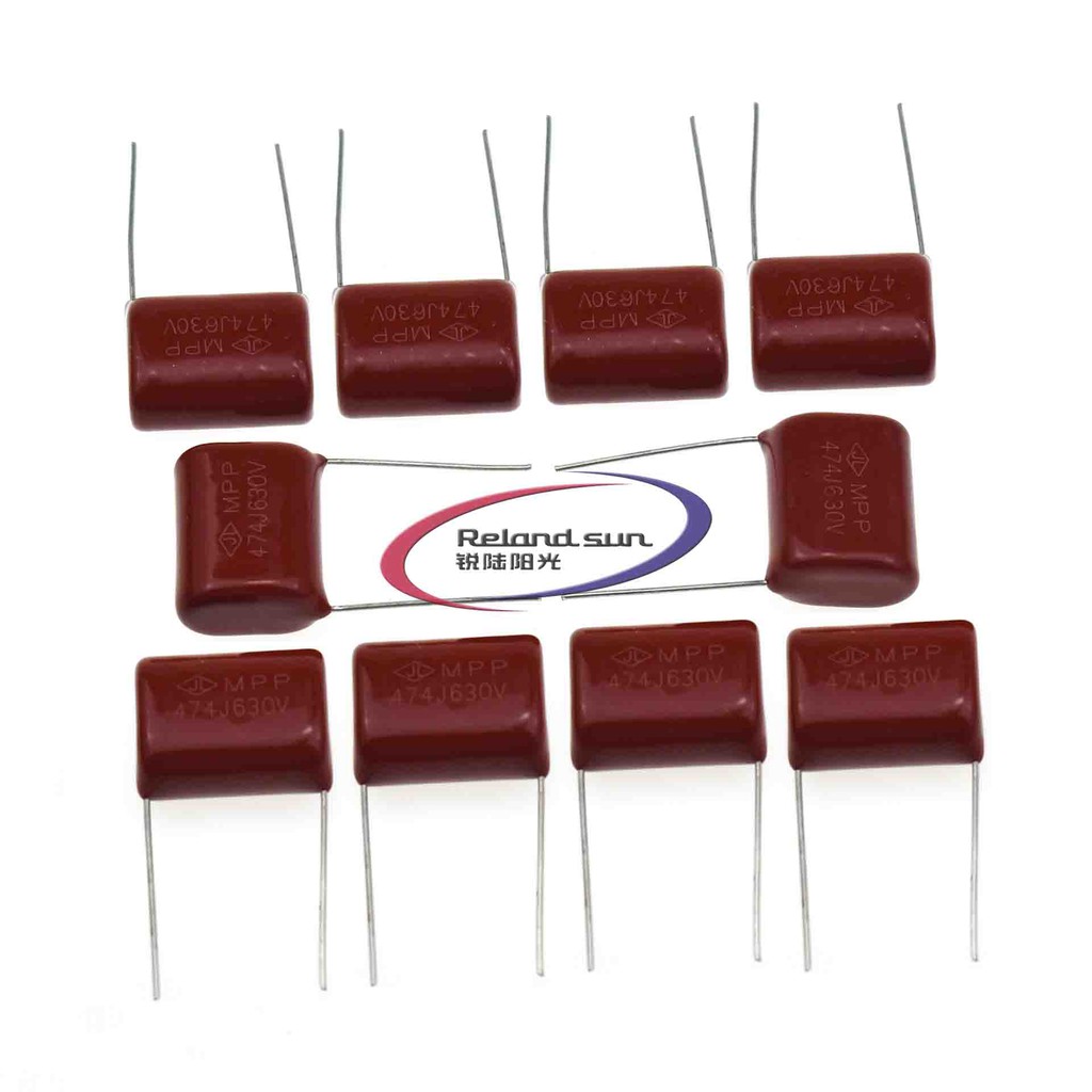 ฟิล์มตัวเก็บประจุ 630 v 474 j 0 . 47 uf 470 nf pitch 20 มม. 630v 474 cbb polypropylene 10 ชิ้น