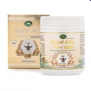 (สูตรใหม่ล่าสุด) ​นมผึ้ง เนเจอร์​คิง​ พรีเมี่ยม​ Natures king ROYAL JELLY 1500mg. PREMIUM 180 แคปซูล​