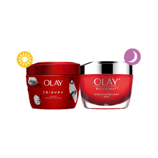 [แพ็คคู่] OLAY Regenerist Micro Sculpting Day Cream [FRIENDS Edition] + Night Cream ครีมลดเลือนริ้วรอย