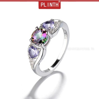 PLINTH แหวนเงินแท้ 925 แฟชั่นรูปหัวใจสีสันสดใส1169