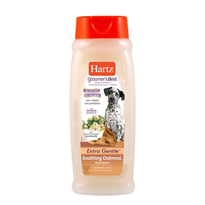 Hartz shampoo shooting oatmeal 532ml ฮาร์ท แชมพูสุนัขสูตรอ่อนโยน
