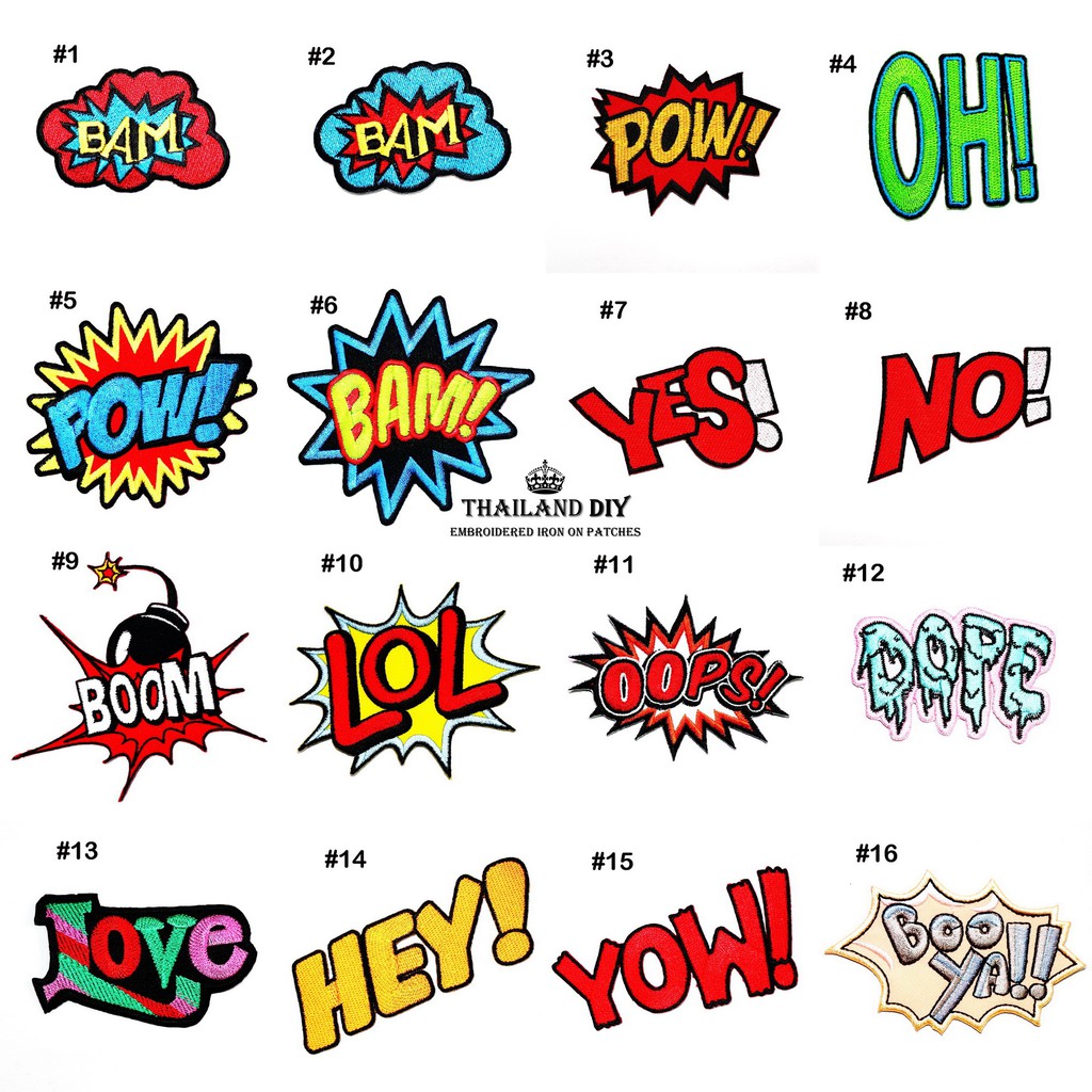ตัวรีดการ์ตูน ซุปเปอร์ฮีโร่ คำพูด แนวๆ Superhero Cartoon Comic Patch wop งานปัก DIY ตัวรีดติดเสื้อ ตัวรีด อาร์ม สวย เท่ๆ