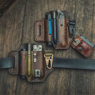 Multitool Leather Sheath, Pocket Organizer Leather, Leather Belt Organizer Pouch Holster, Wilderness Survival Belt Bag