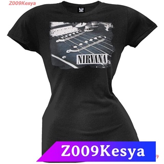 Z009Kesya เสื้อยืดสีพื้นคอกลม Nirvana-Strings Juniors T-Shirt discountNirvana,นิพพาน