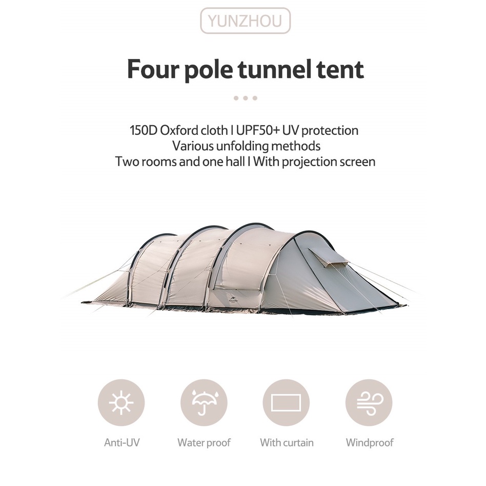 +พร้อมส่ง+ Naturehike เต็นท์อุโมงค์ Cloud Vessel Tuner 4 Rod New Upgrade With Snow Skirt สำหรับ Camping