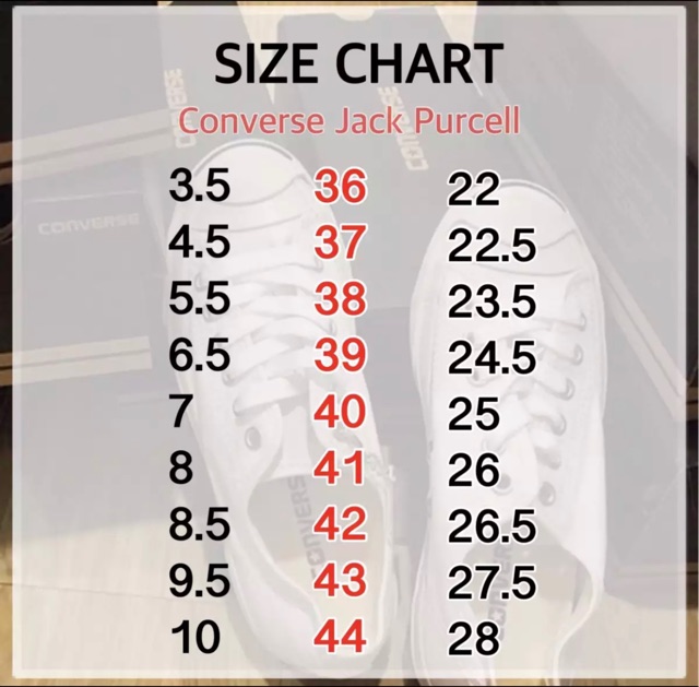 converse jack purcell size chart