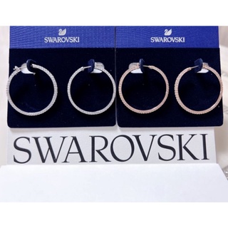 (พร้อมส่ง)*New*SWAROVSKI Stone hoop earrings