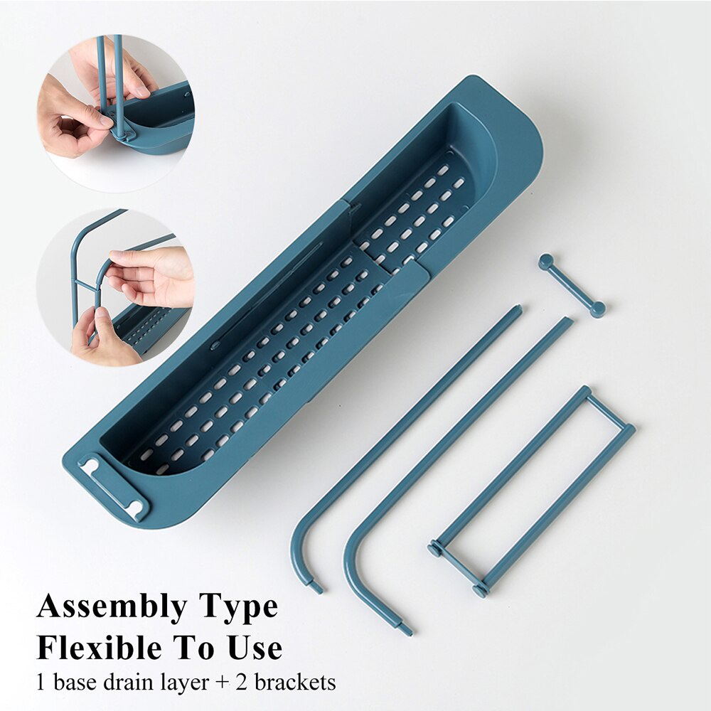 Walfos Telescopic Sink Drainer Rack ตะกร้าเก็บของที่ใส่ก๊อกน้ำ ห้องอาบน้ำ Holder - รูปที่ 4