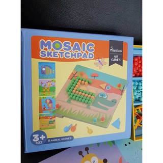 เกมโมเสค Mosaic Sketchpad มีหมุดสี Mushroom Head Nails 6 สี เล่น ตามจินตนาการ สร้าง ภาพ แบบ Dot to Dot