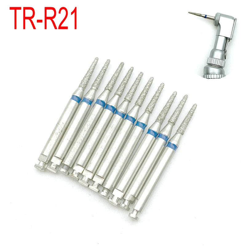 ทันตกรรมเพชร Burs เจาะ 10 ชิ้นสําหรับความเร็วต่ํา Contra มุม Handpiece เครื่องมือทันตแพทย์สําหรับทันตกรรม Lab TR-R21