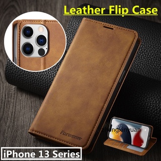 แม่เหล็กยืนพลิกปกกันกระแทกโทรศัพท์เคส iPhone 13 13PRO Max Magnetic Leather Flip Case for iphone13 Pro Max 13Mini เคสโทรศัพท์แบบฝาพับแม่เหล็ก Cards Holder Phone Case Wallet Stand Cover