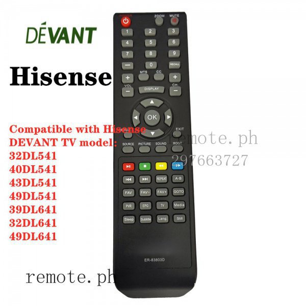 DEVANT Hisense ER-83803D รีโมทคอนโทรล 32DL541/ 40DL541/ 43DL541/ 49DL541/ 39DL641/ 32DL641/ 49DL641