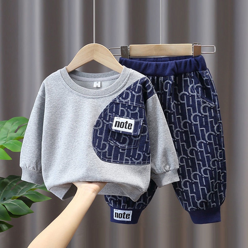ชุดเสื้อผ้าลําลอง แฟชั่นฤดูใบไม้ร่วง สไตล์เกาหลี สําหรับเด็กผู้ชาย